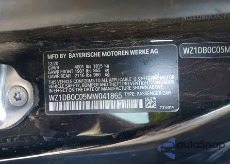 2021 Toyota Supra 3.0 Premium from USA, damaged, VIN WZ1DB0C05MW041865